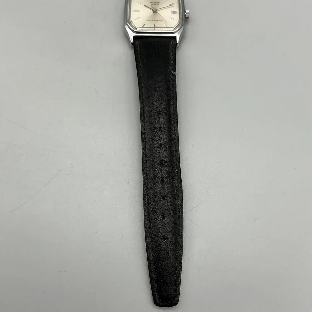 Acqua Womens Watch 28mm Silver Tone Date Octagon Leather Band New Battery